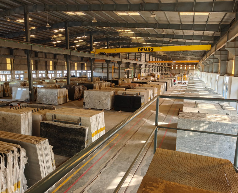Factory and processing facility for granite marble stone cutting